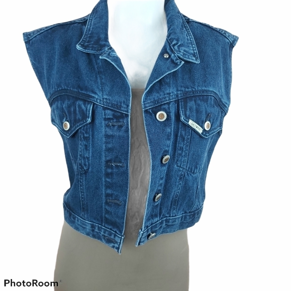 *Made in Canada* VINTAGE Hollywood crop denim sleeveless jeans vest
